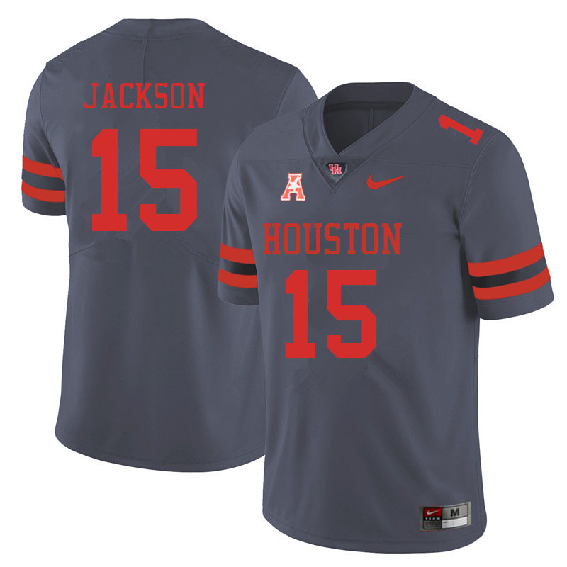 Men #15 Cody Jackson Houston Cougars College Football Jerseys Sale-Gray